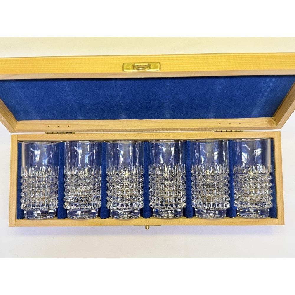 VTG 6 Piece Nachtmann Lead Crystal Whisky Sipper Glasses In Original Wood Box - Picture 6 of 10